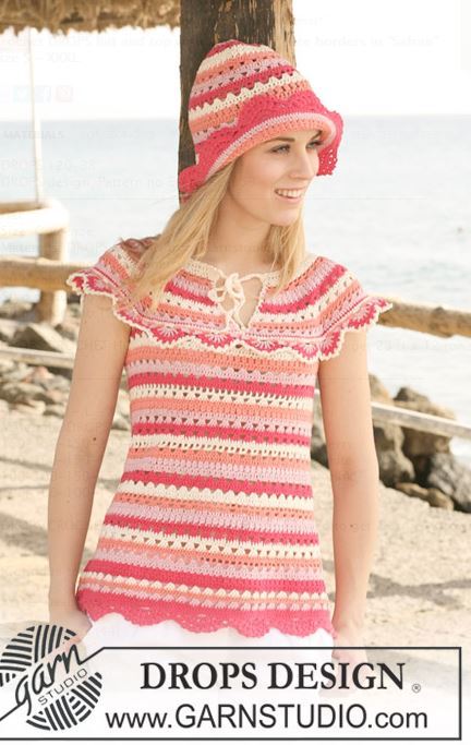 Crochet Hat and Top with Stripes