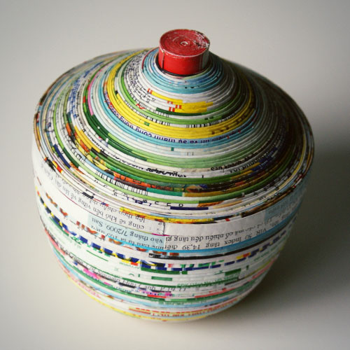 Magazine Paper Dish and Lid