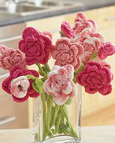 Pink Rose Bouquet Crochet Flowers Pattern