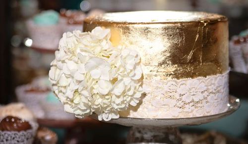 Unbelievable Gold Leaf Wedding Cake