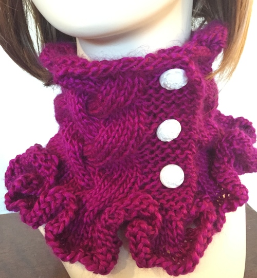 Raspberry Ruffles Cowl Knitting Pattern