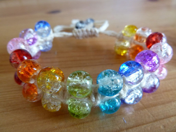 Bright Beaded Macrame Bracelet