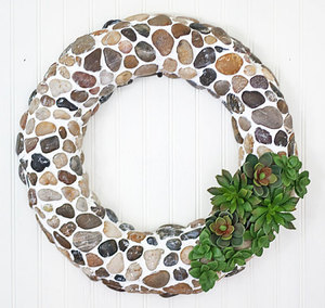 Succulent and Pebble DIY Wreath