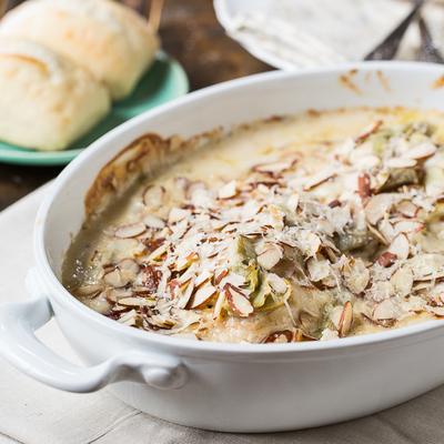 Cheesy Chicken Artichoke Casserole