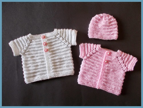 Preemie Cardi and Matching Hat