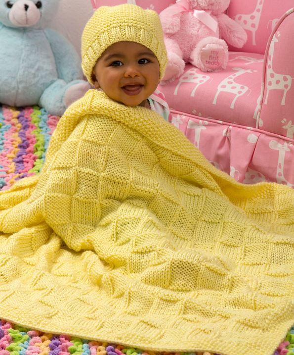 Sunshine Blanket and Hat Baby Set | AllFreeKnitting.com