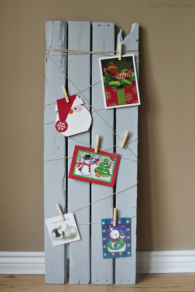 Reclaimed Wood Card Display Board DIY Christmas Decor