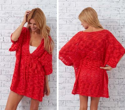 With generously sized kimono sleeves and a tie waist, this is a comfy lounging piece or cover-up. Darling Weekend Beach Cover-Up