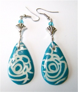 Azure Rose Clay Earrings