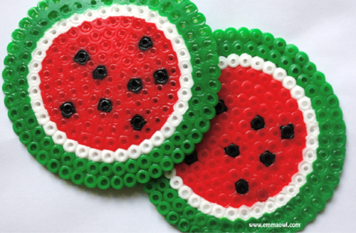Watermelon Melty Bead Coasters