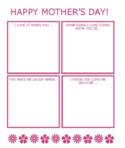 Printable Mother's Day Cards for Kids