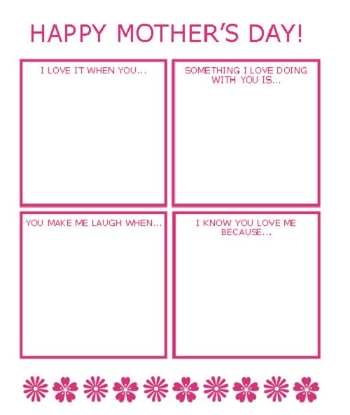 Printable Mothers Day Cards for Kids
