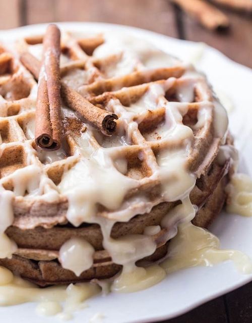 Vanilla Cream Cheese Cinnamon Roll Waffles