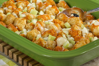 Buffalo Chicken Tot Casserole