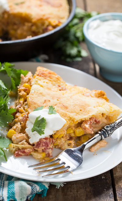 Mexican Chicken Casserole with Cornbread Topping