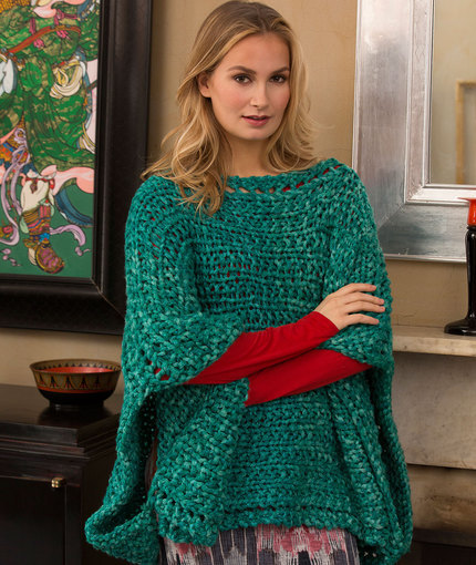 Shimmering Jade Knit Poncho