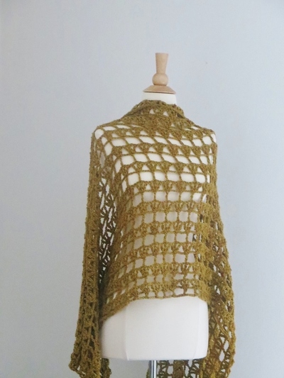 Golden Lacy Crochet Shawl