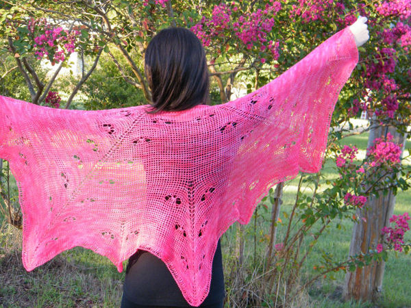 Flamingo Pink Lace Shawl