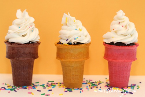 Ice Cream Cone Cake Batter Cupcakes