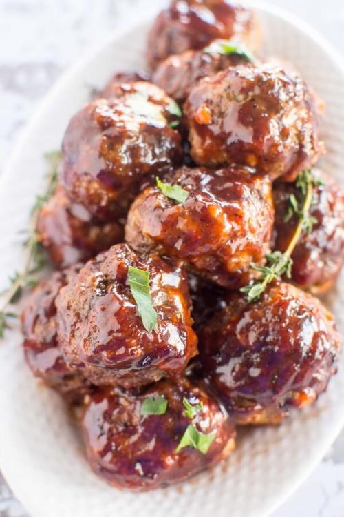 Blueberry BBQ Slow Cooker Meatballs