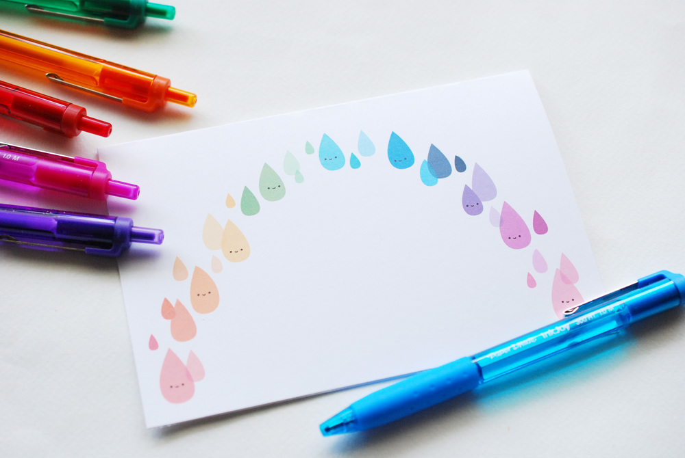 rainbow raindrop free printable cards allfreepapercrafts com