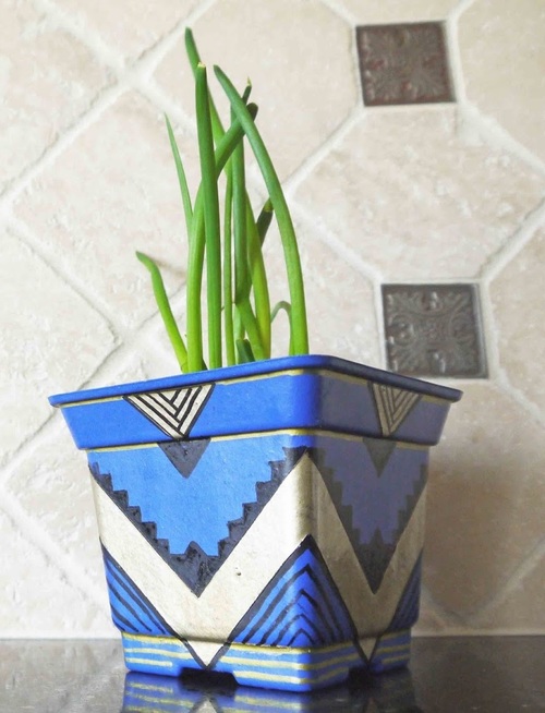 Aztec Gold and Blue Planter