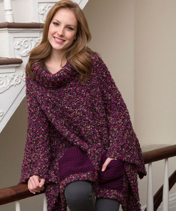 Cozy Pocketed Knit Poncho Knitting Pattern