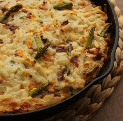 Crack Potatoes with Asparagus