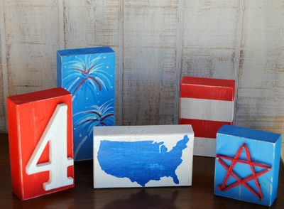 Decorative Wooden Block Fourth of July Craft