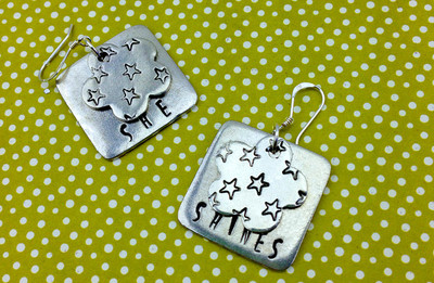 Shiny Metal Stamped Homemade Earrings