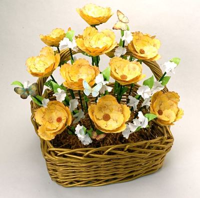 Rustic Paper Flower Basket