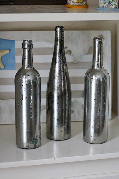 Upcycled Looking Glass Wine Bottles