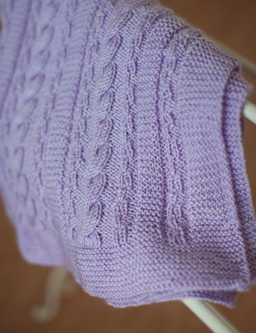 Dusty Lavender Cable Blanket 2