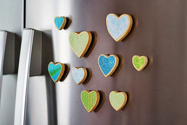 Fabric Scrap Heart Magnets