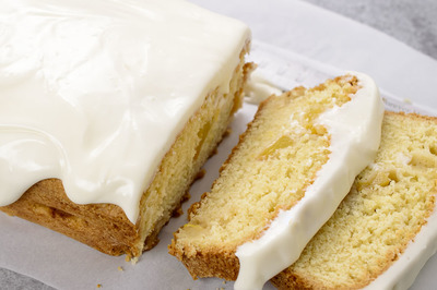 Peach Pound Cake with Cream Cheese Frosting