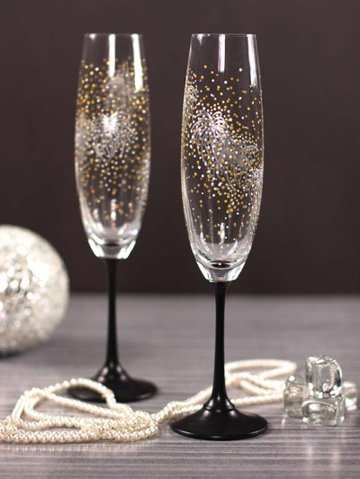 New Years Firework Champagne Flutes