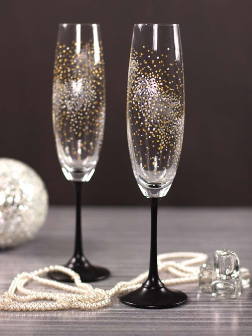 New Year Firework Champagne Flutes