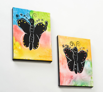 Tie Dye Footprint Butterfly Canvas