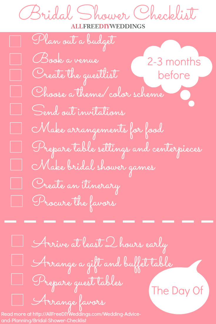 bridal shower checklist allfreediyweddingscom