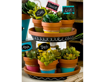 Chalkboard Label Tiered Stand and Pots
