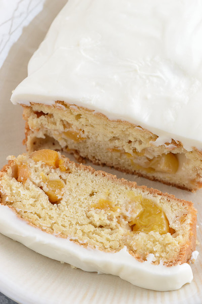 Peach Pound Cake with Cream Cheese Frosting