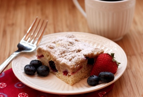 Red White and Blueberry Crumb Cake