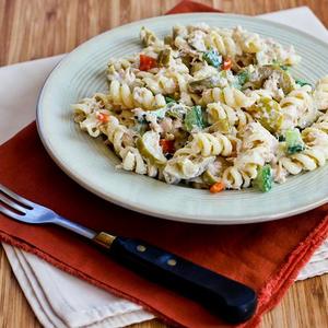 Tuna Pasta Salad with Lemon, Green Olives, and Cucumbers