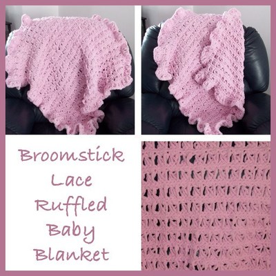 Broomstick Lace Ruffled Baby Blanket
