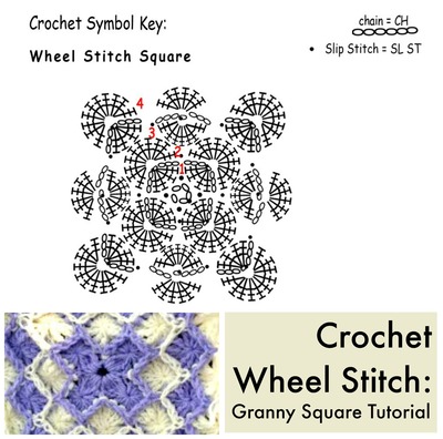 Crochet Wheel Stitch Granny Square