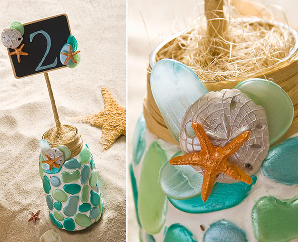 Mason Jar Beach Wedding Table Numbers