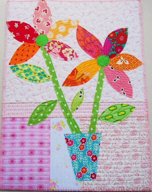 Snow Flowers Applique Wall Hanging