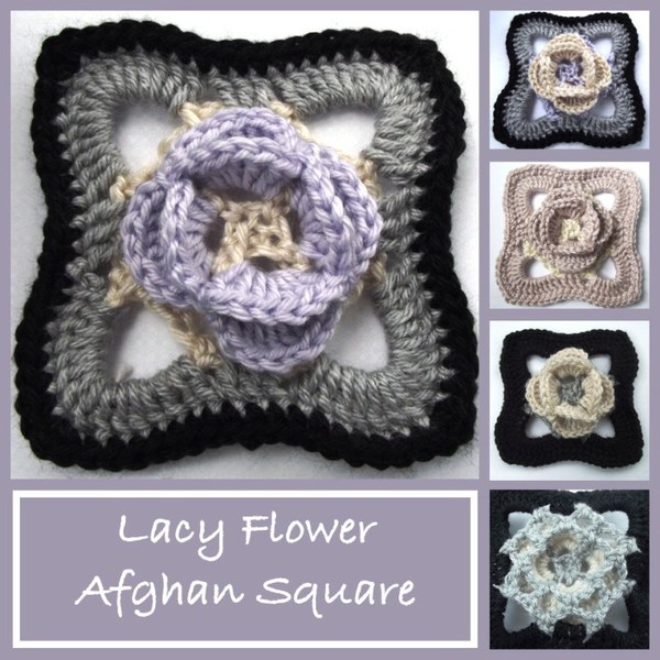 Center Flower Afghan Square