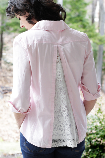 DIY Lace Insert Button-Down Shirt