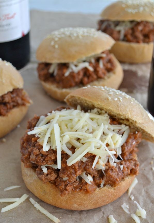 Slow Cooked Sloppy Joes with Mozzarella | AllFreeSlowCookerRecipes.com